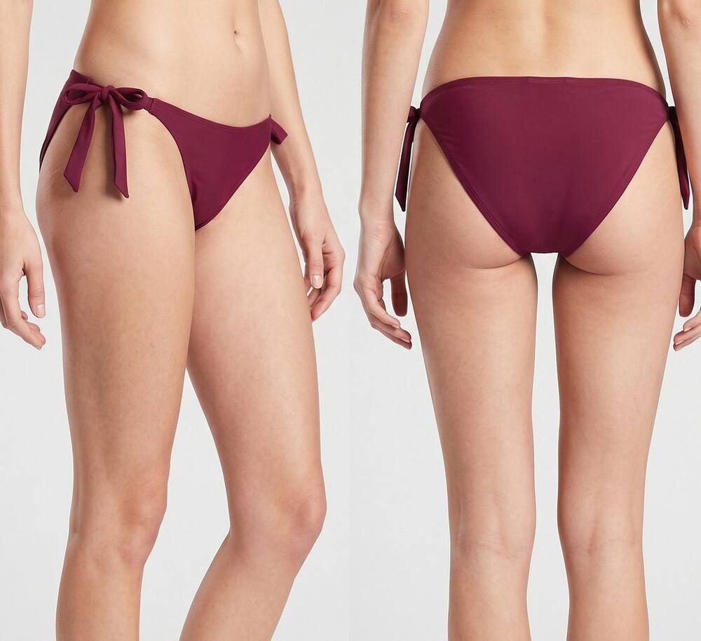 Shade & Shore Crimson Berry Pink Red Side Tie Hipster Swim Bottom New XL